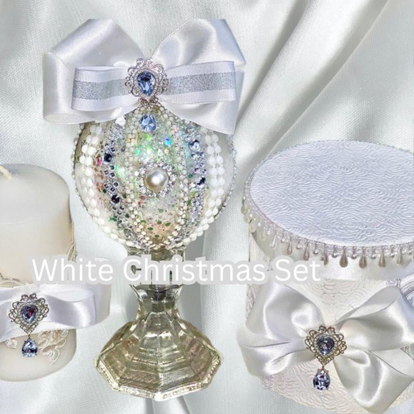 Set (3) Handmade Christmas Ornament w/Box & Candle, White Elephant Gift/Present - Picture 2 of 16